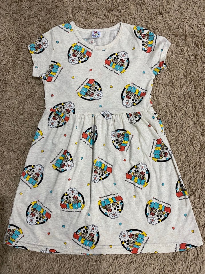 Baskılı Kız Çocuk Kısa Kollu Elbise - Görsel 3