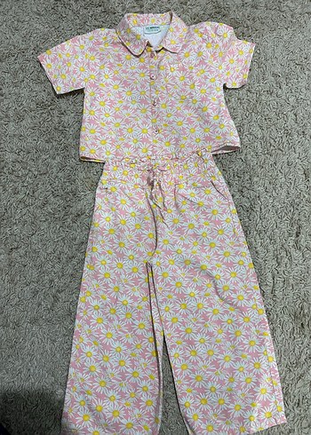 LCW kız takım Düğmeli Papatya Desenli Kız Gömlek - Görsel 2