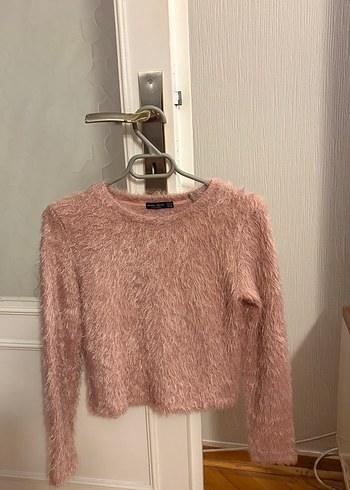 Bershka Pudra Pembe Pelus Triko Kazak