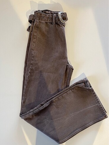 Kemerli wide leg jean