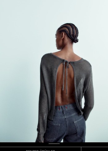 Gri Triko Kadın bluz - Görsel 4