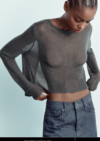 Gri Triko Kadın bluz - Görsel 2