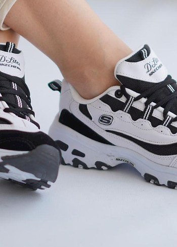 Skechers Siyah Yılan Desenli Platform Spor Ayakkabı