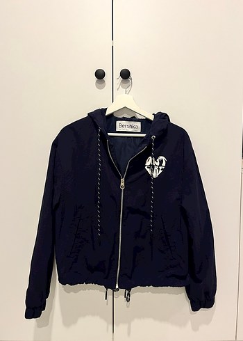 Bershka Lacivert Kapusonlu Sehir Stili Ceket