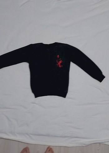 17-18 years Beden Siyah Baskılı Sweatshirt
