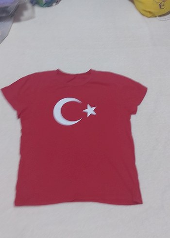 7 Yaş Beden Diger Kız Çocuk Kırmızı Baskılı Tişört