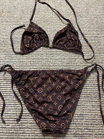 xl Beden kahverengi Renk desenli bikini takımı
