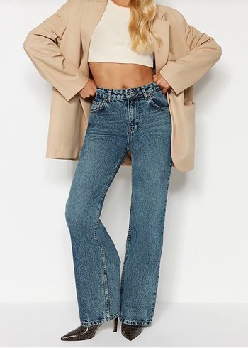 Trendyol & Milla Yuksek Bel Mavi Denim Jean
