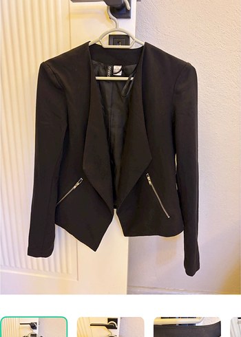 H&M Sik Siyah Fermuarli Ceket
