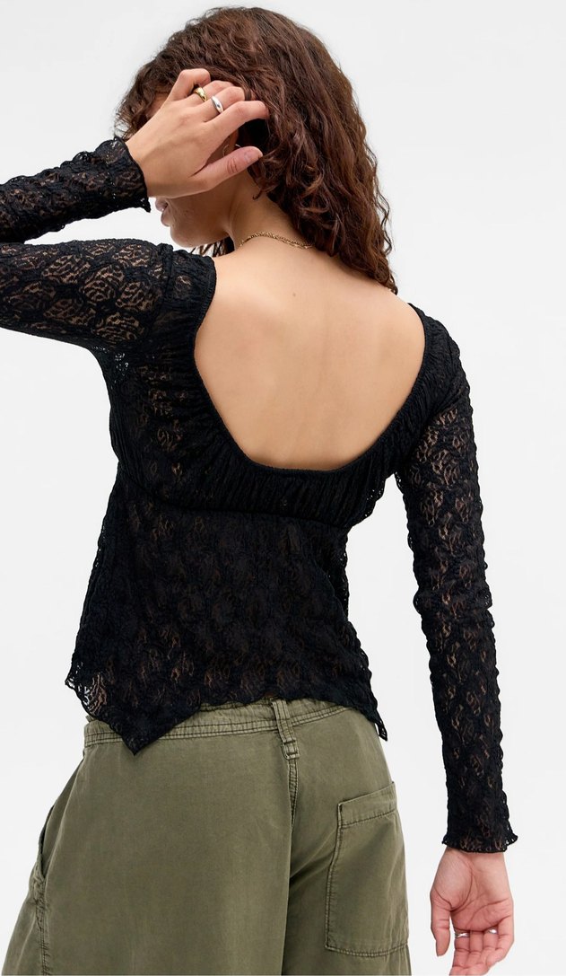 Romantik Siyah Dantel Crop Bluz — görsel 2/5