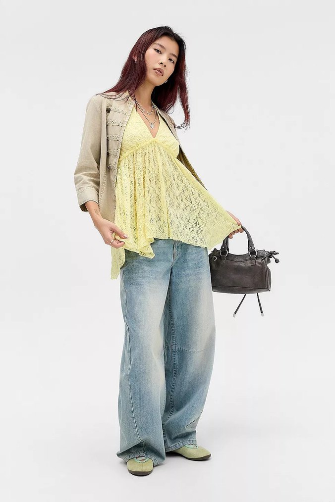 Pastel Sarı Dantel Halter Bluz — görsel 2/5