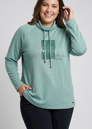 Diğer Mint Yesili Kapusonlu Rahat Sweatshirt