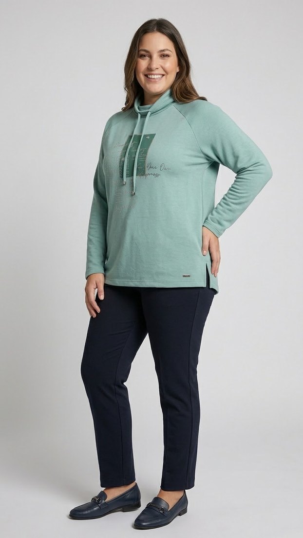 Mint Yeşili Kapüşonlu Rahat Sweatshirt — görsel 2/4