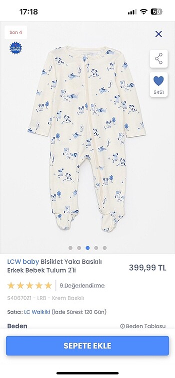 3 Ay Beden LCW Bebek tulum