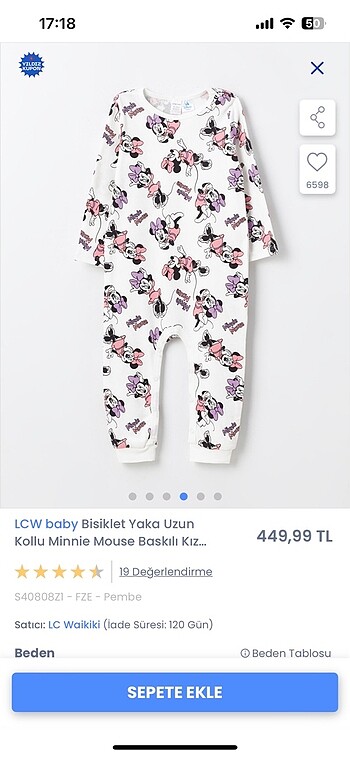 6 Ay Beden LCW Bebek tulum