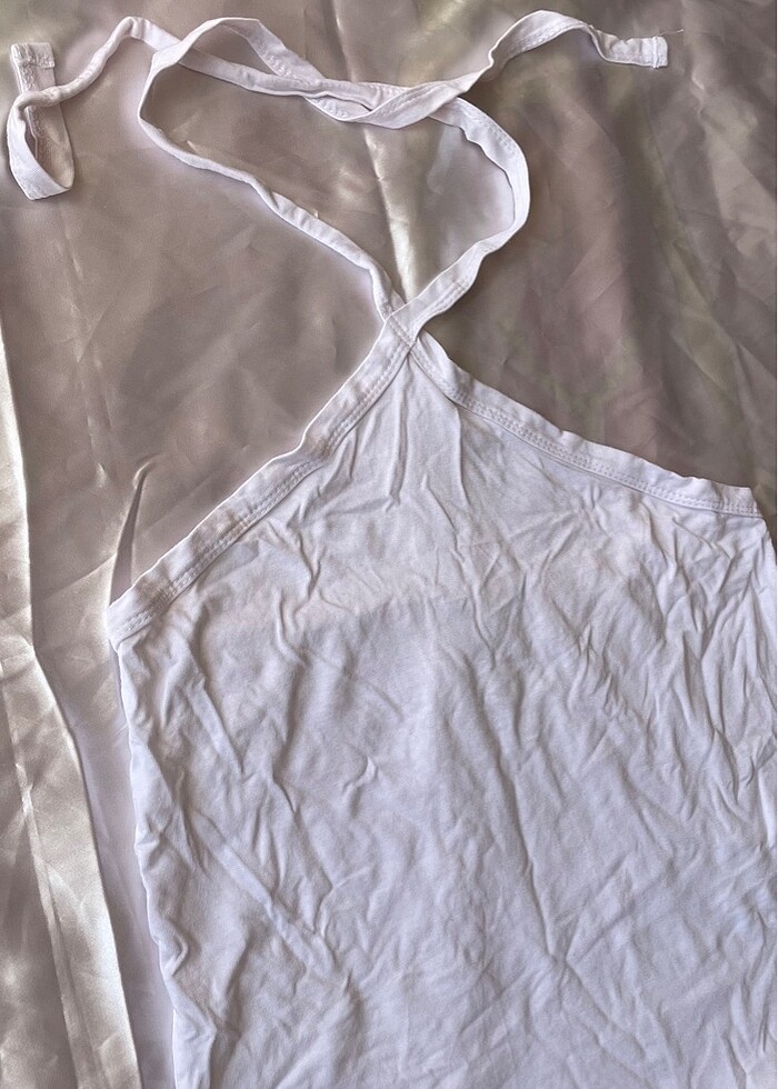 Boyundan askılı beyaz straplez büstiyer - Görsel 2