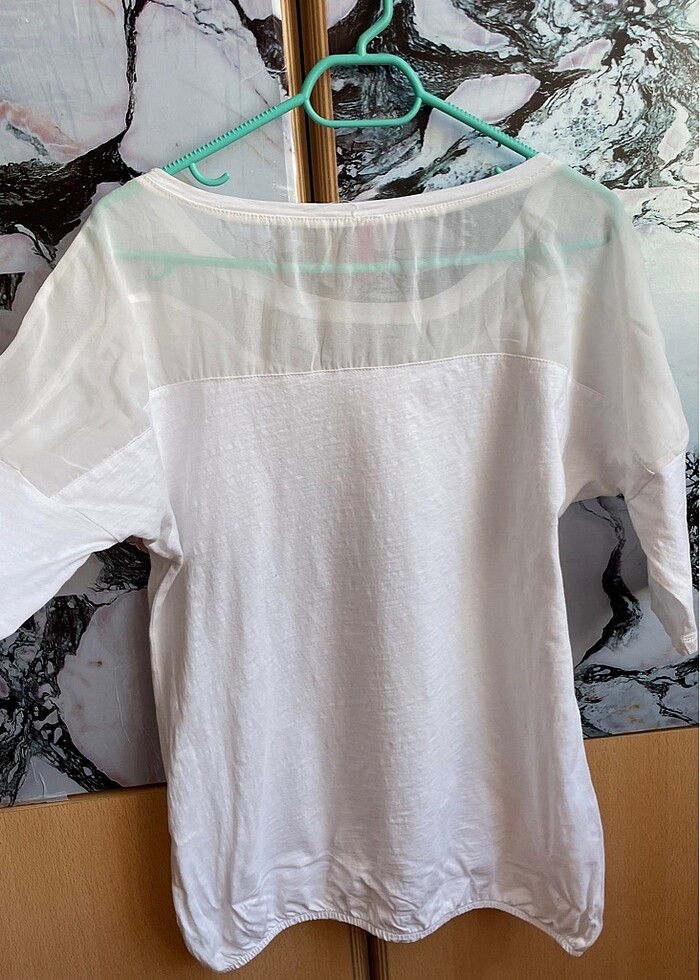 Defacto Beyaz bluz Tshirt transparan - Görsel 4