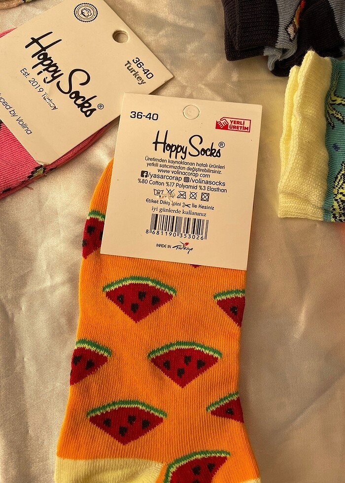 Renkli desenli patik çorap - Görsel 4