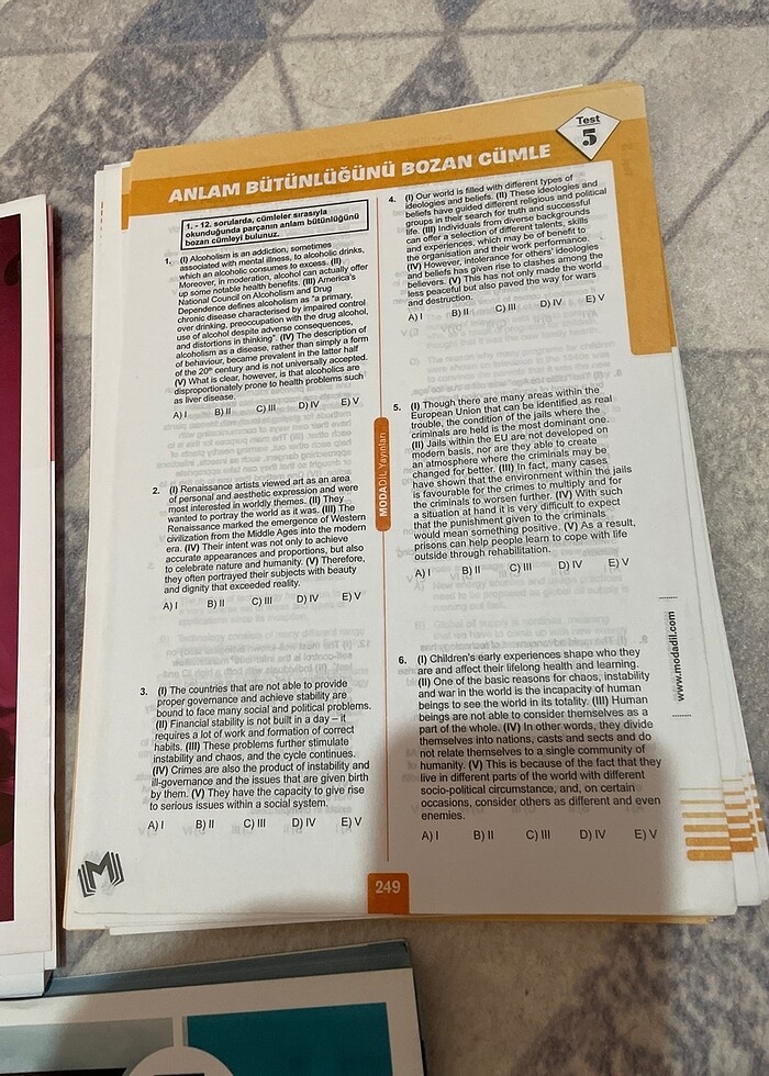 Yks dil yaprak testler modadil yayınları İngilizce - Görsel 3