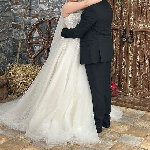 İp askılı gelinlik taç duvak gelin çiçek - Görsel 3