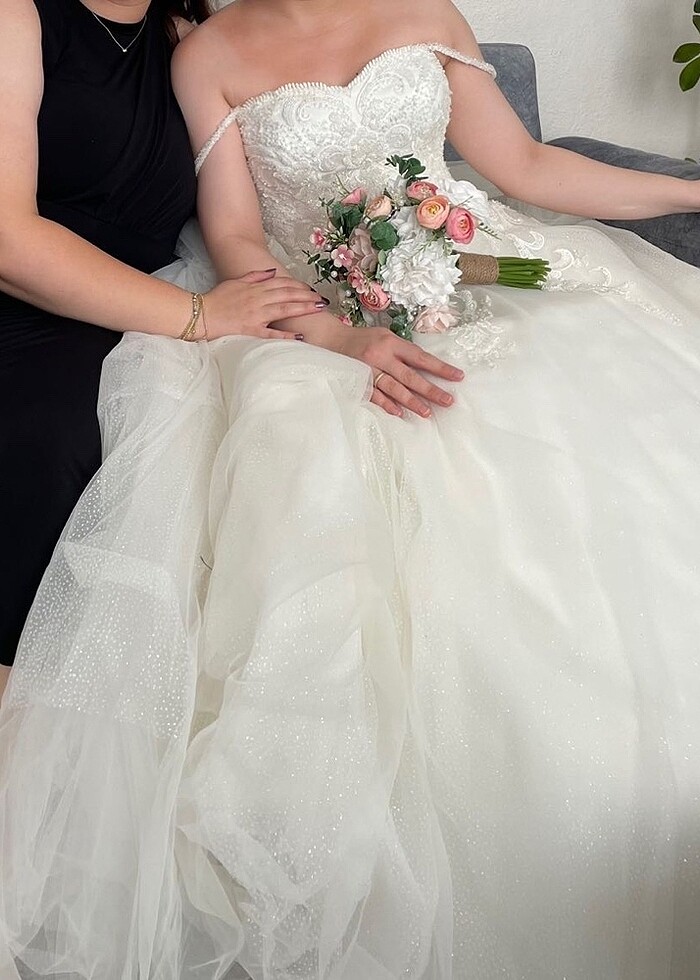 İp askılı gelinlik taç duvak gelin çiçek - Görsel 5