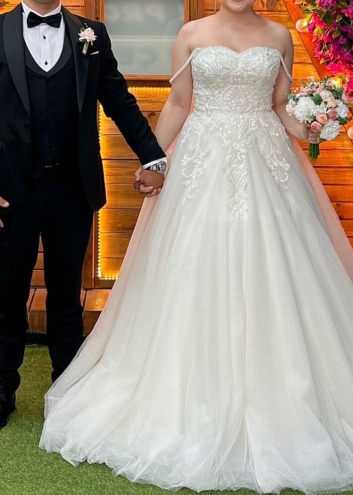 İp askılı gelinlik taç duvak gelin çiçek - Görsel 2