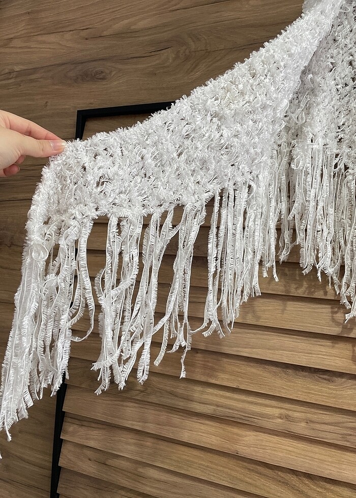 El emeği gelin şalı simli üçgen şal - Görsel 3