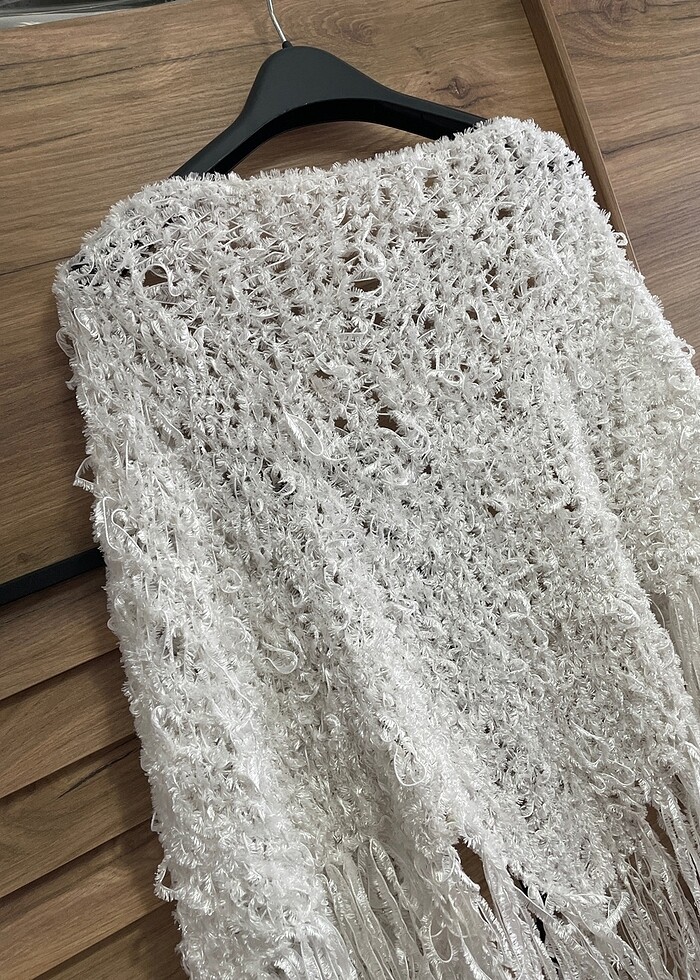 El emeği gelin şalı simli üçgen şal - Görsel 5