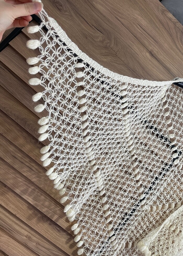 Krem gelin şalı çeyizlik bohça alize simli - Görsel 2