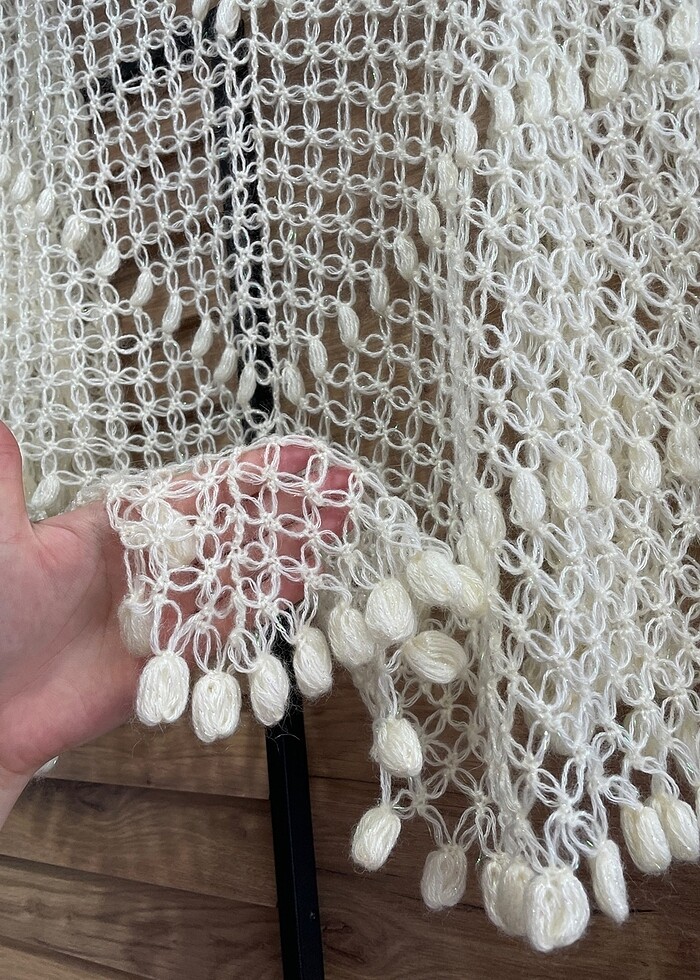 Krem gelin şalı çeyizlik bohça alize simli - Görsel 4