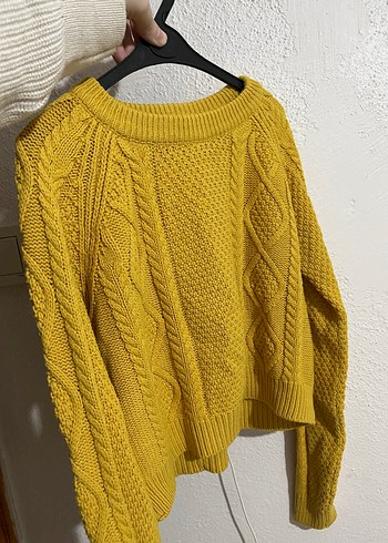 Addax Sarı Örgü Kadın Triko Kazak - Görsel 3