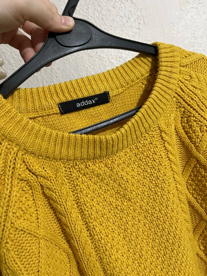 Addax Sarı Örgü Kadın Triko Kazak - Görsel 4
