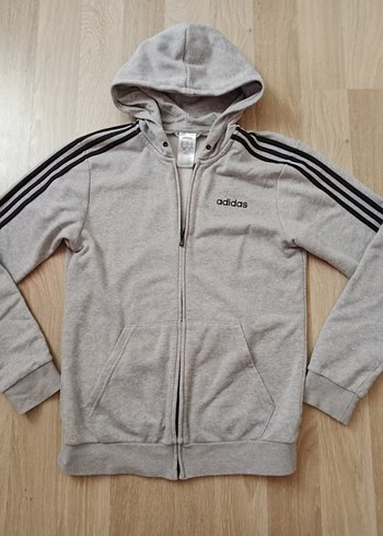 Adidas Gri Melanj Kapusonlu Spor Sweatshirt