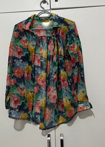 Çiçek Desenli Renkli Bohem Gömlek - Görsel 2