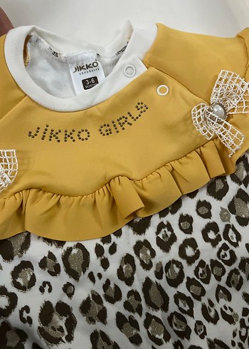 Leopar Desenli Kahverengi Kız Bebek Tulum - Görsel 4