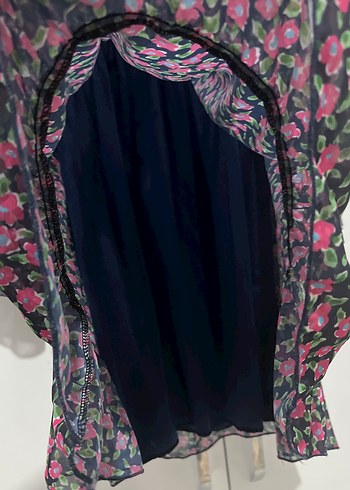 Renkli Çiçekli Midi Elbise, V Yaka, Uzun Kollu - Görsel 4