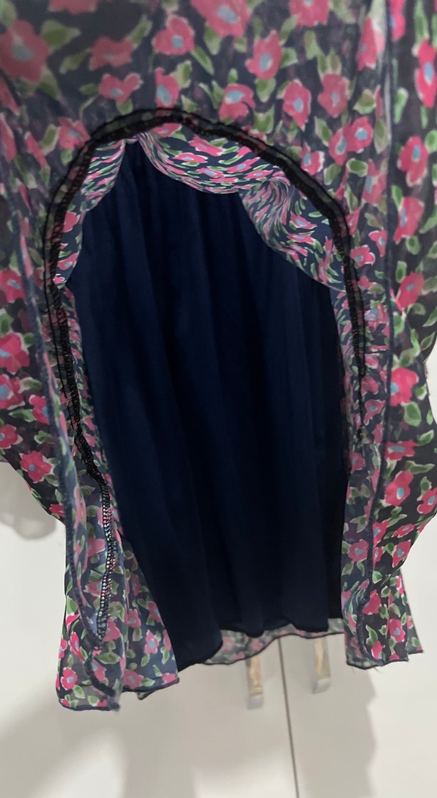 Renkli Çiçekli Midi Elbise, V Yaka, Uzun Kollu - Görsel 4