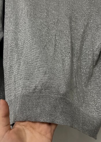 Gri Kadın Triko Uzun Kollu Kazak - Görsel 2