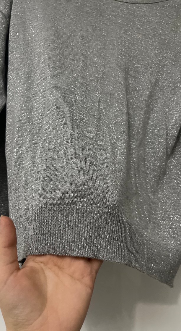 Gri Kadın Triko Uzun Kollu Kazak - Görsel 2