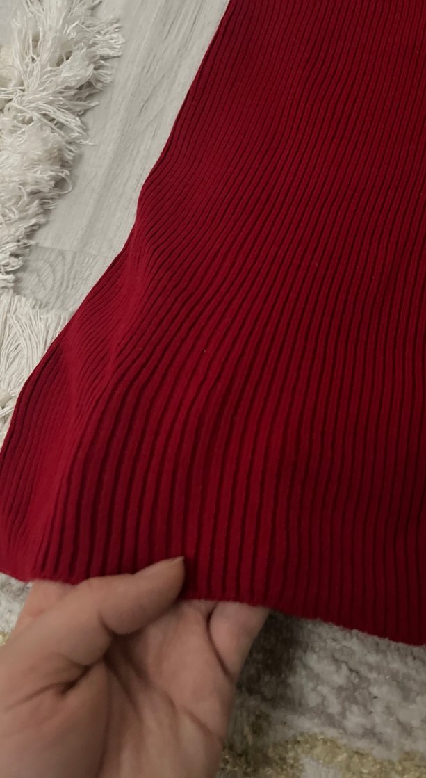 Bordo Kadın triko etek - Görsel 2