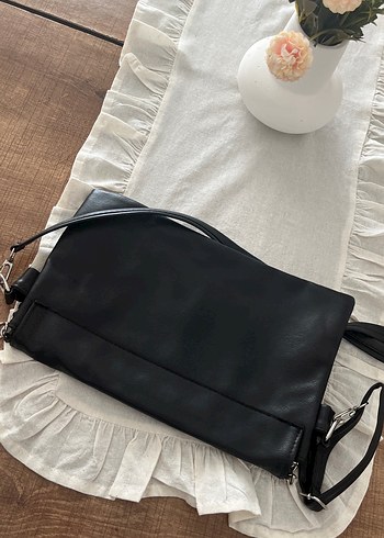 Zincir Detaylı Siyah Deri Kadın Çanta - Görsel 4