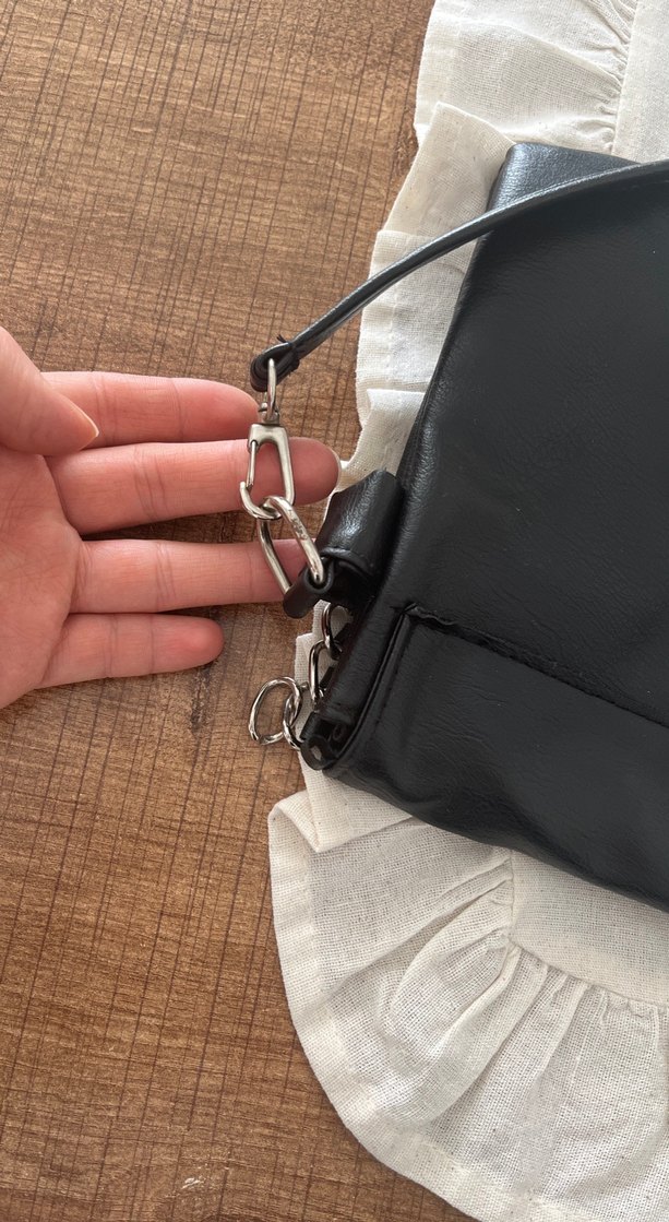 Zincir Detaylı Siyah Deri Kadın Çanta - Görsel 5