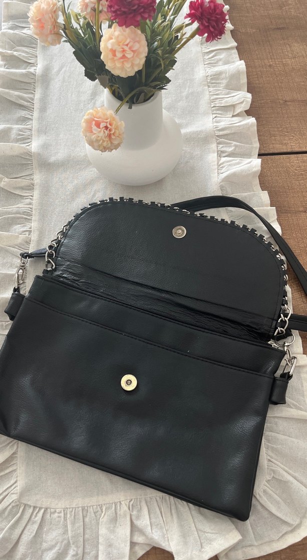 Zincir Detaylı Siyah Deri Kadın Çanta - Görsel 2