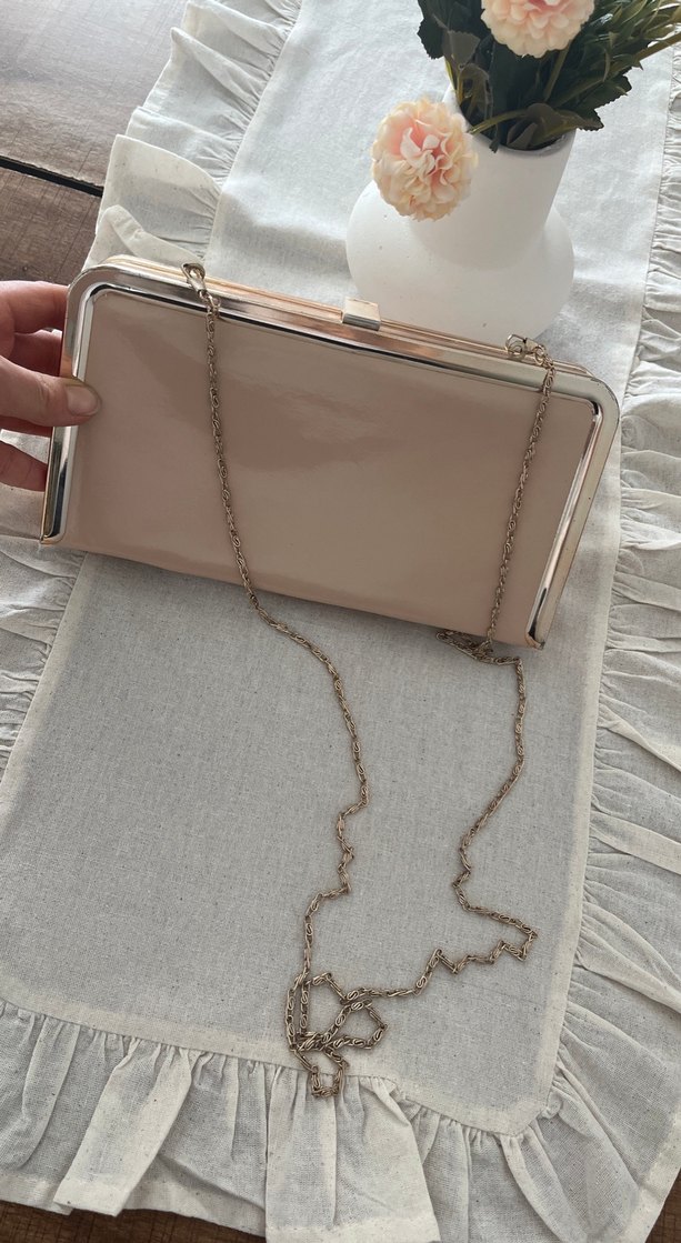 Bej Deri Tokalı Kadın Portföy Çanta - Görsel 4