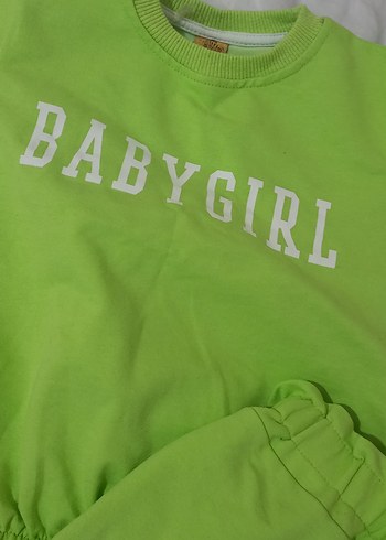 Yeşil Renkli Kız Çocuk Salaş Eşofman Takımı - Görsel 3