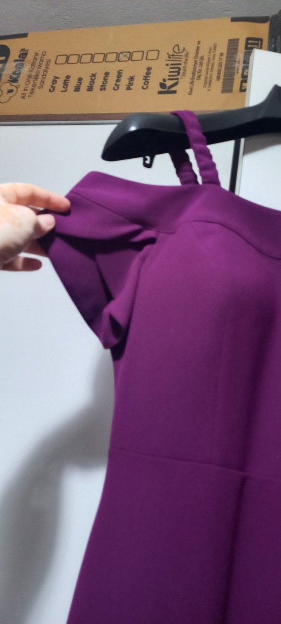 Mor Drapeli Midi Abiye Elbise - Görsel 2