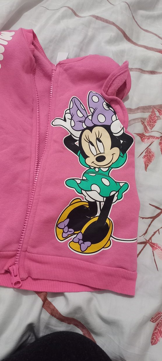 Kız Çocuk Pembe Minnie Mouse Fermuarlı Kapüşonlu Sweatshirt - Görsel 2