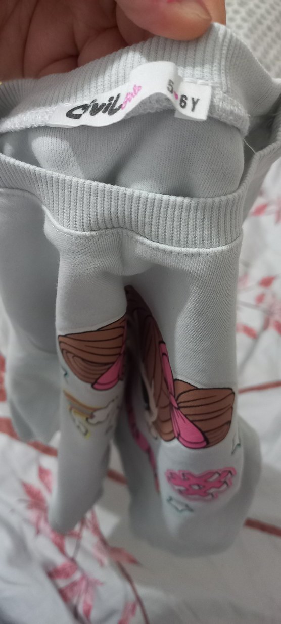 Kız Çocuk Gri Pamuklu Uzun Kollu Tişört - Görsel 3