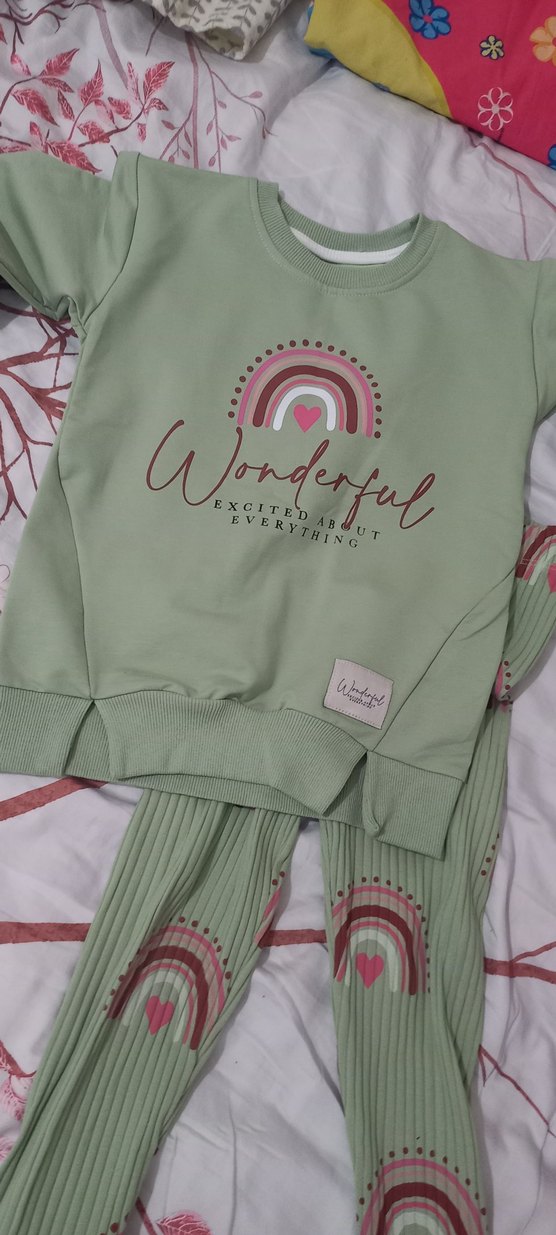 Bebek Kız Pastel Renkli Baskılı Triko Takım - Görsel 2