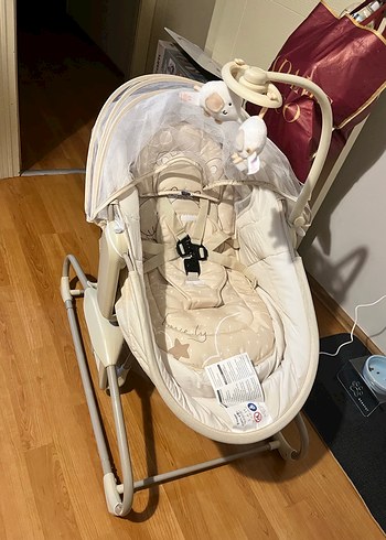 Beden Bej Renk Sallanabilir 5 Nokta Emniyet Kemerli Beşik huggy babies